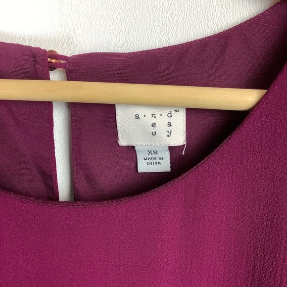 A New Day Women's Merlot Chiffon Lace Long Sleeve Shift Dress Size XS - Picture 6 of 7